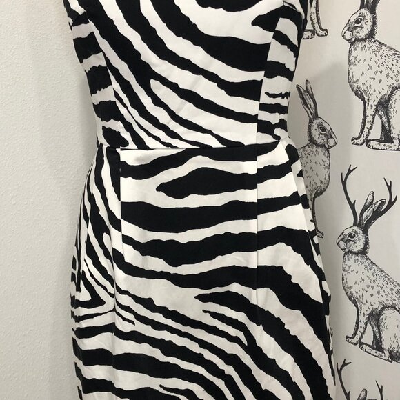 NWOT Women's Express Strapless Mini Dress with Pockets Zebra Print Sz6 - Picture 5 of 10